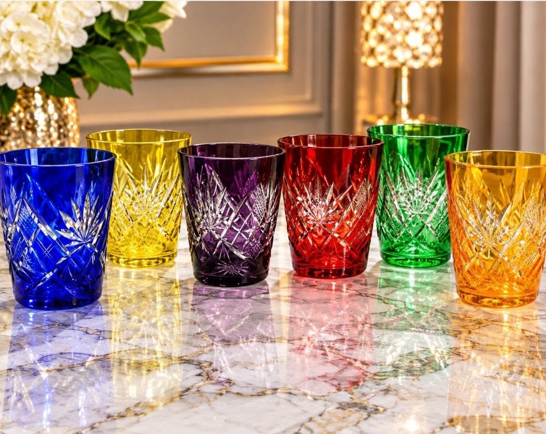 Crystal liqueur, cognac and vodka glasses