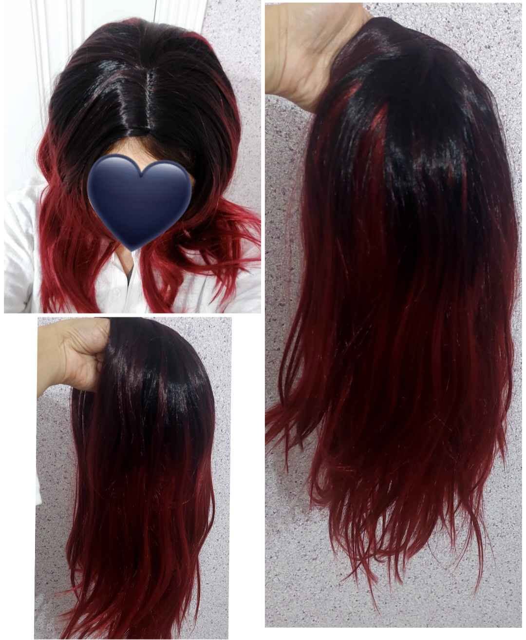 Yeni ombre parik, qara-qırmızı