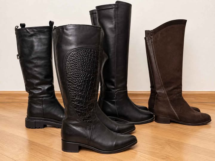 Long leather boots, size 40