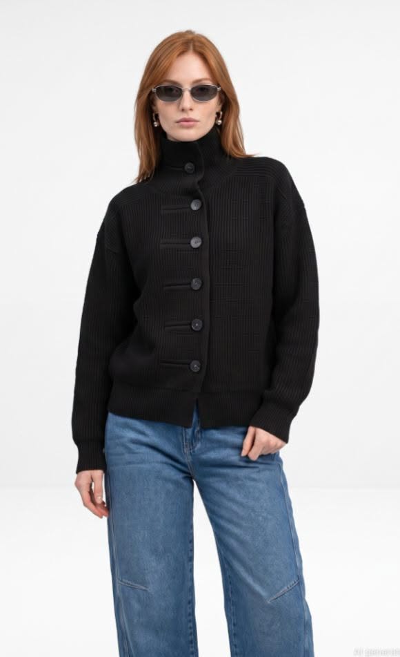 Dilvin black fabric cardigan