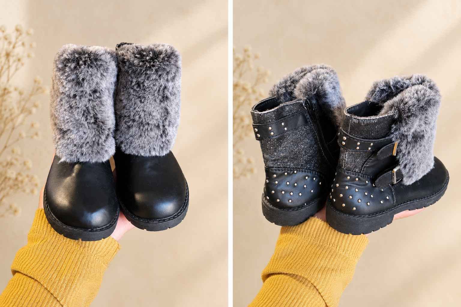 Girls' black winter boots, size 27