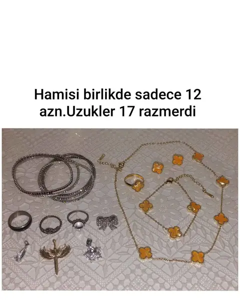 Karma mücevher seti: yüzükler, bileklikler, kolye asmaları