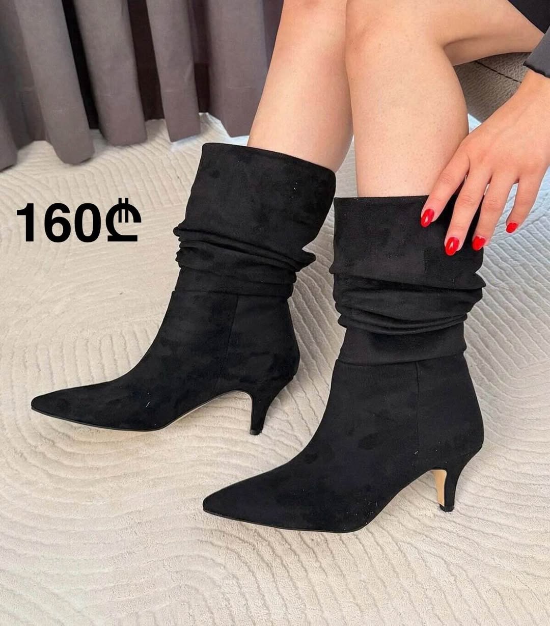 Black suede ankle boots, size 37