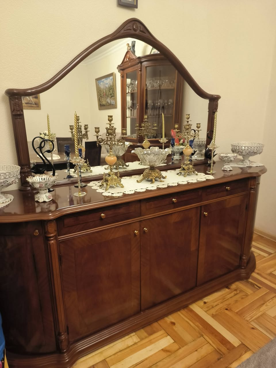 Used wooden sideboard with mirror