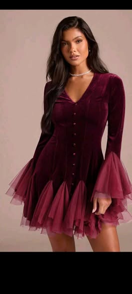 Bordo velvet dress, size S-M