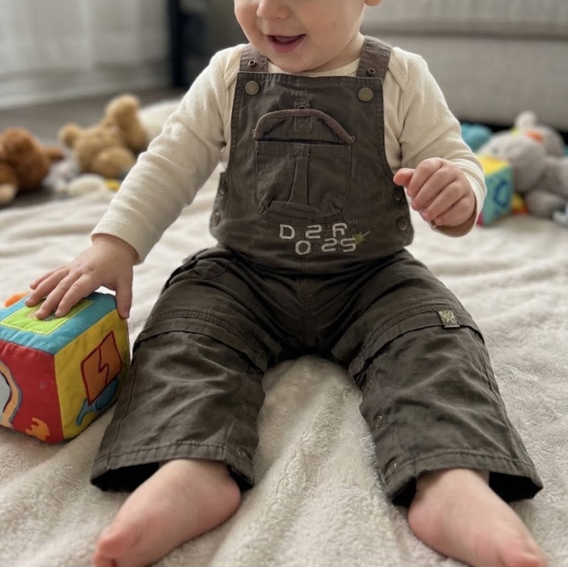 Baby brown overalls, 9-12 months