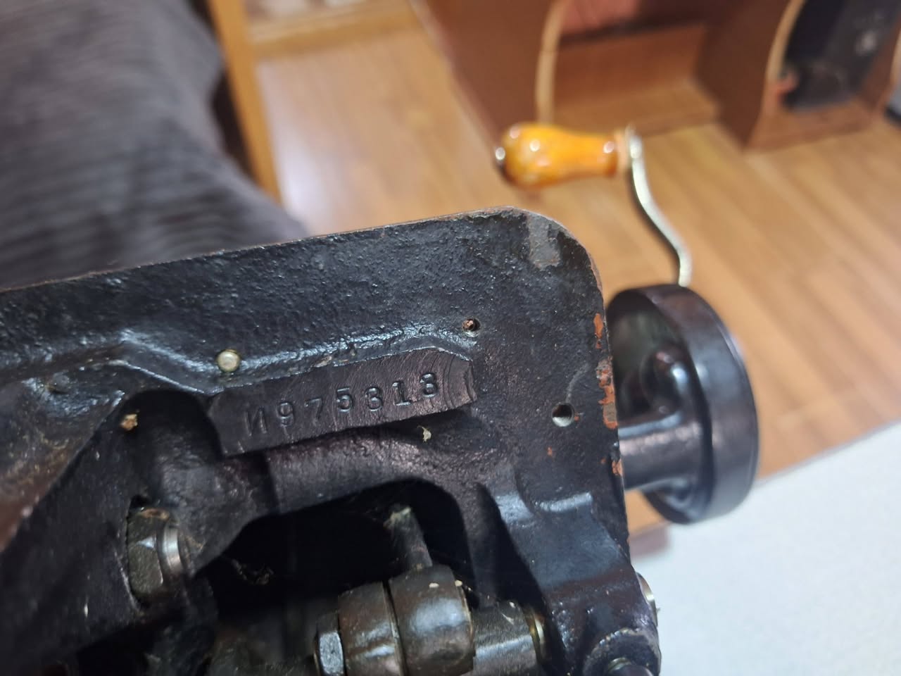 Vintage hand-crank sewing machine