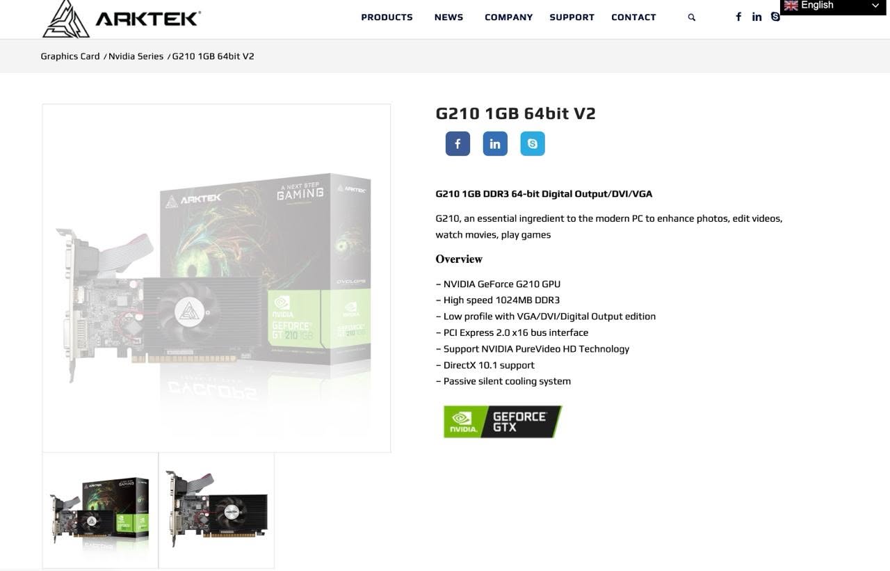 **NVIDIA GeForce G210 GPU** G210 1GB