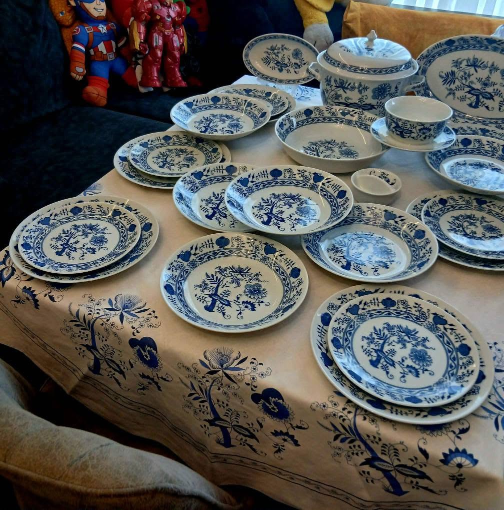 Blue onion porcelain dinnerware set