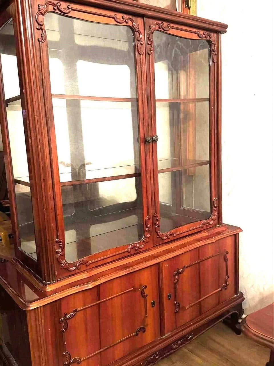 Madrigal-style wooden glass display cabinet