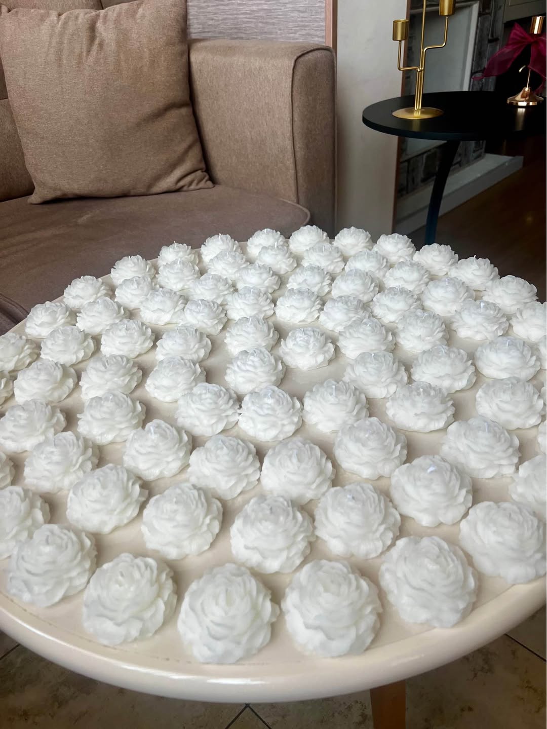 Handmade paraffin rose candles