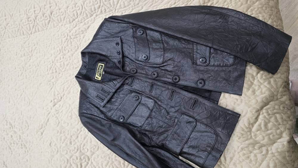 Black leather jacket, size S-M