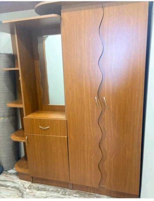 Wardrobe with mirror and shelves