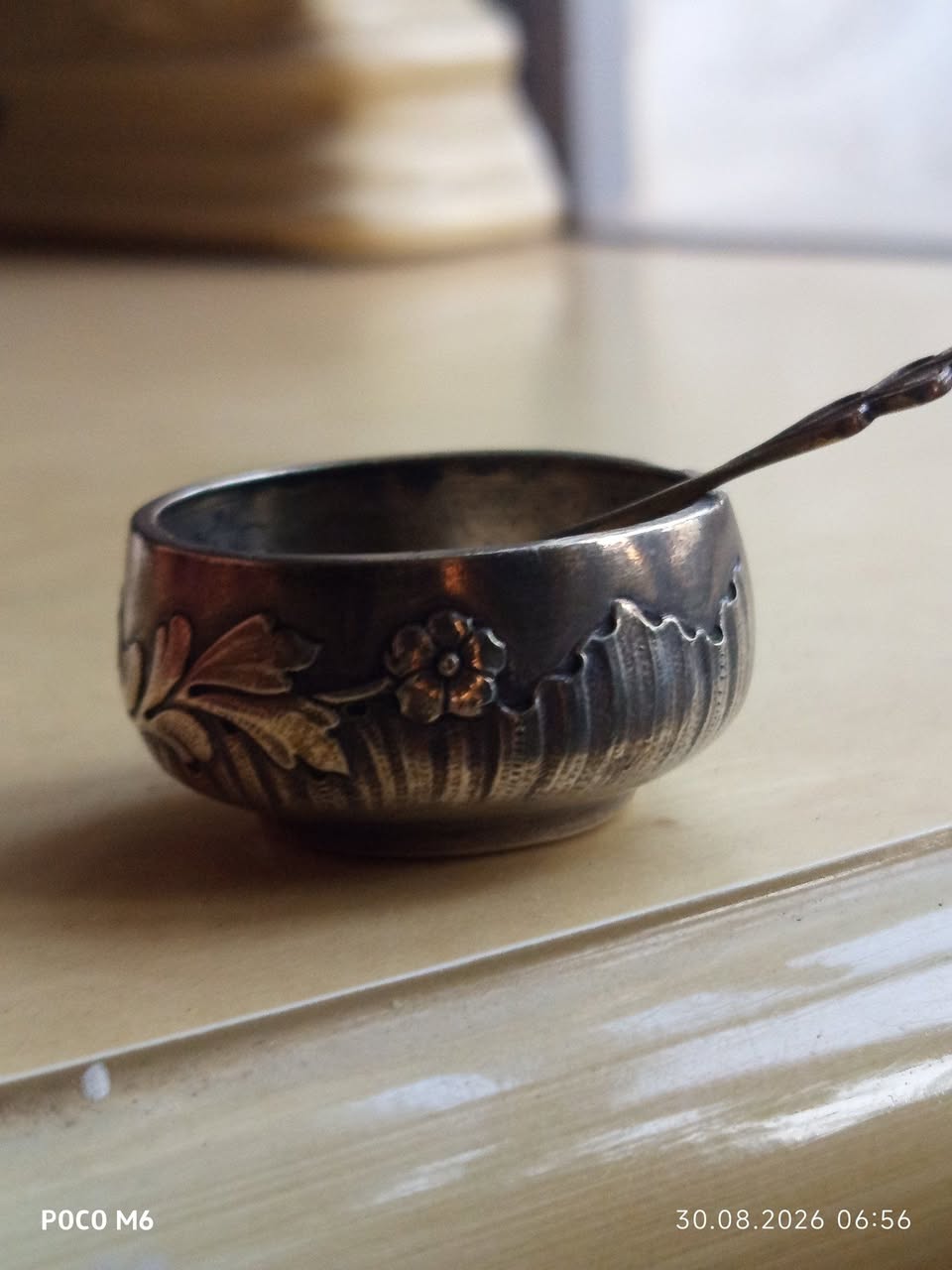 Silver flat dish, 875 standard, antique