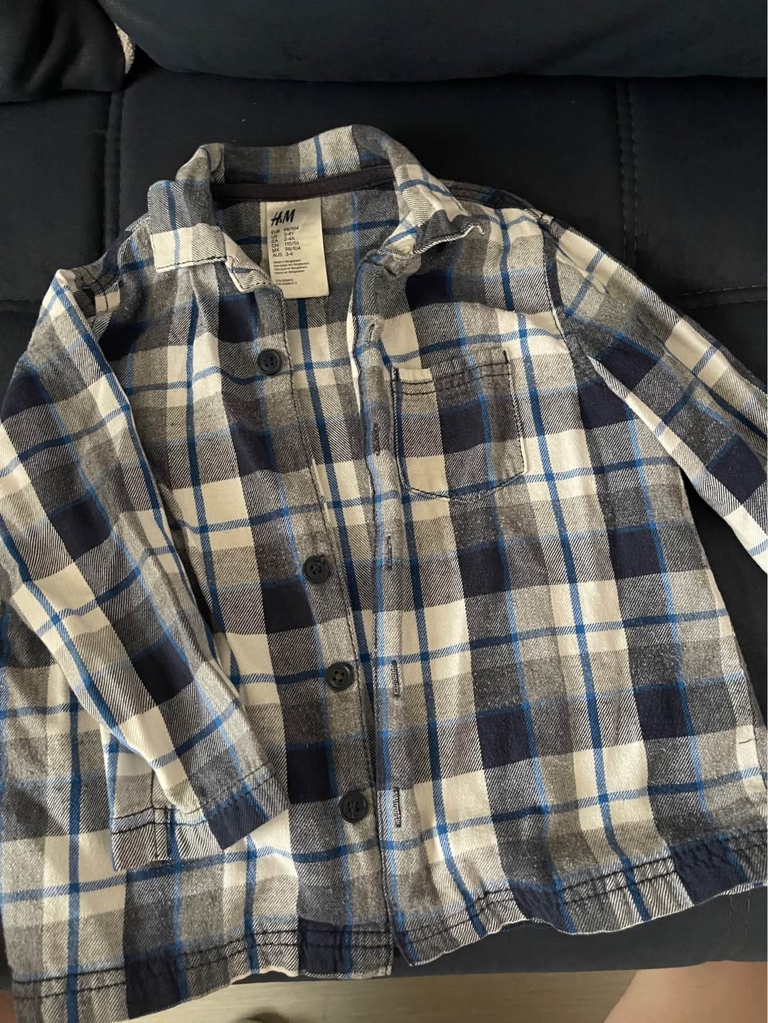 Футболка с клеткой H&M для детей, размер 98/104
