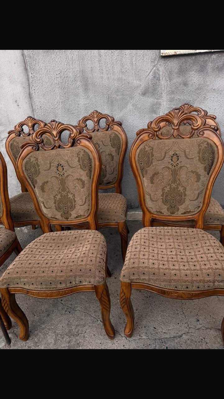 Ahşap oyma sandalyeler, 6 adet