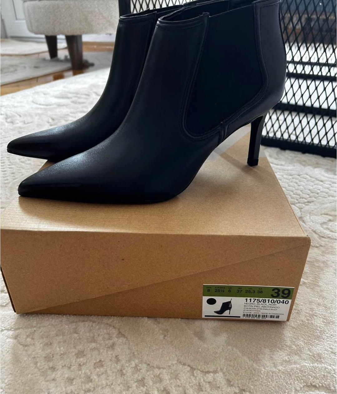 შავი ბოტილონები Zara, ზომა 39