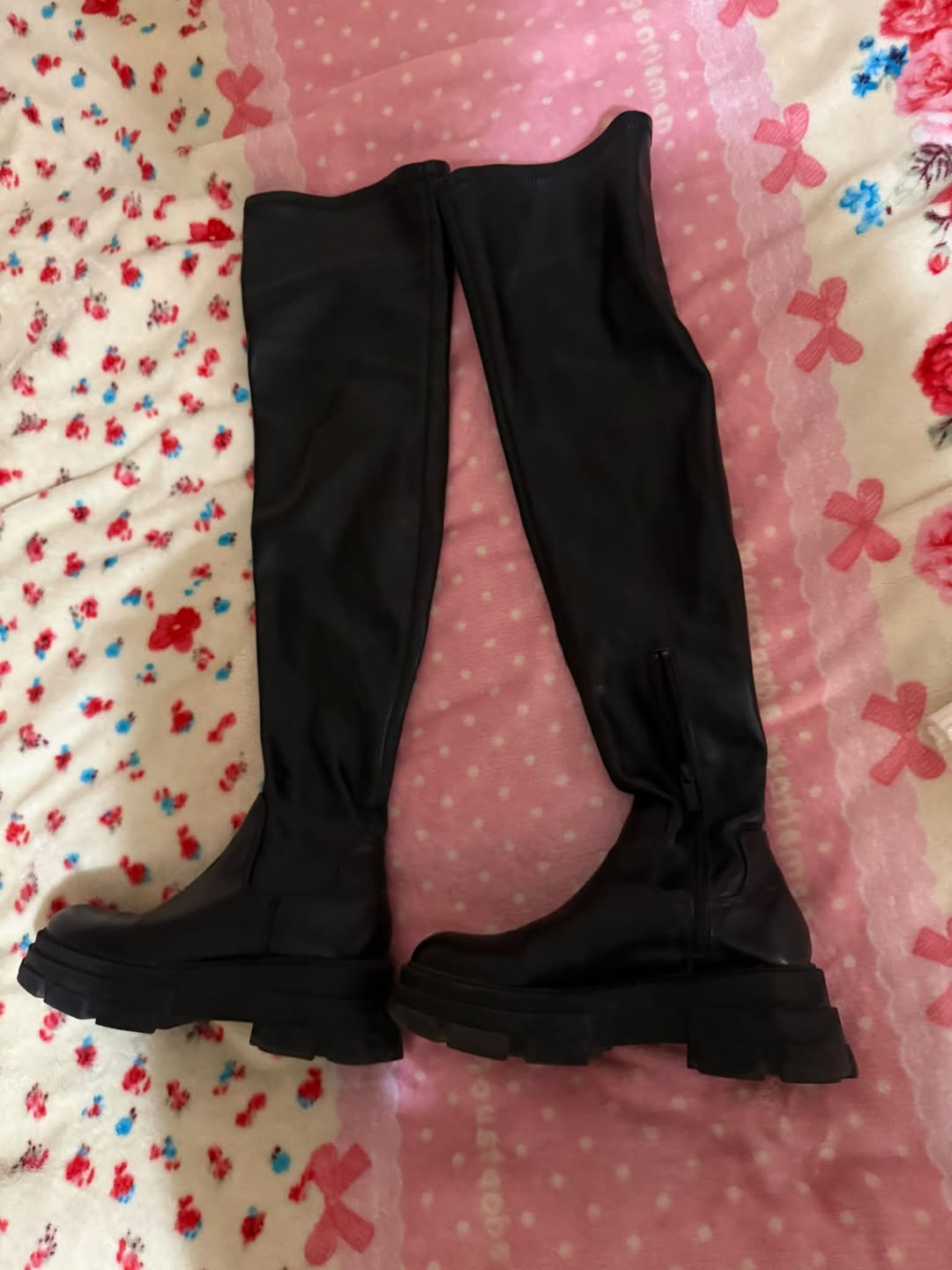 Stradivarius black over-the-knee boots