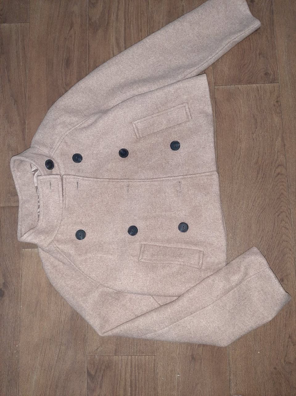 Camel double-breasted wool coat
