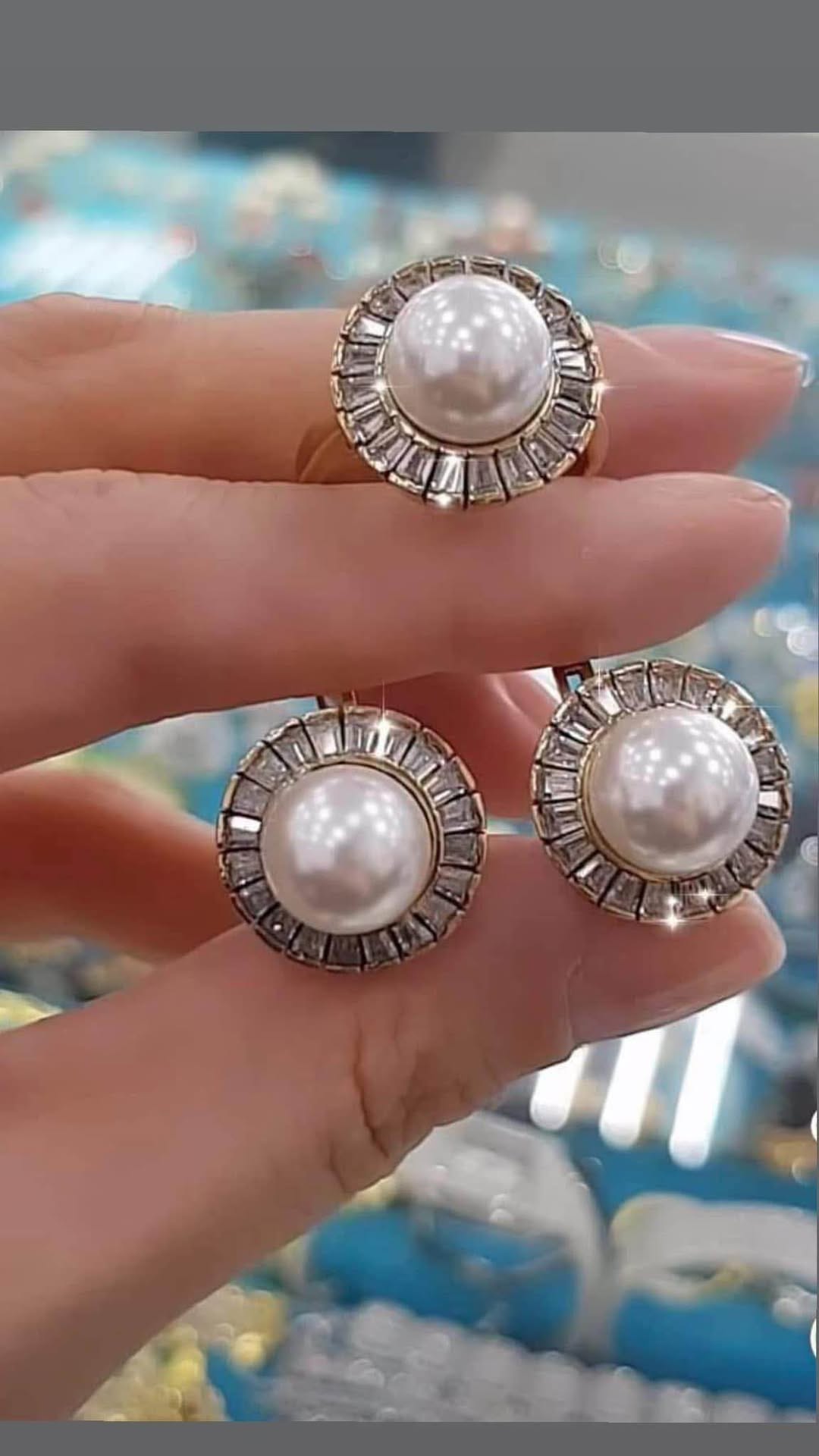 Silver 925 pearl and crystal jewelry