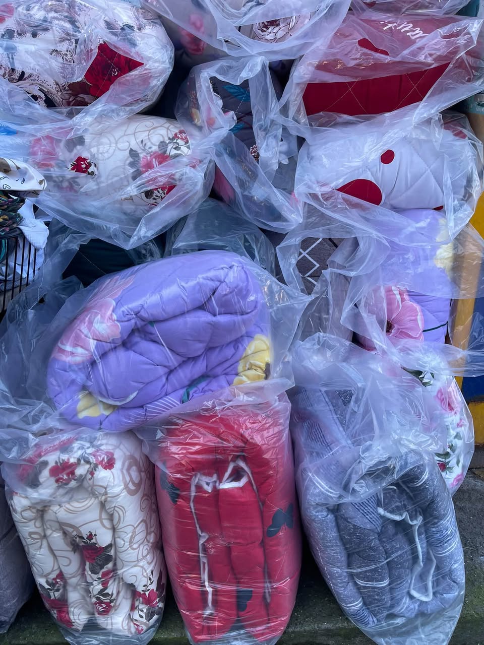 Quilted blankets in bags