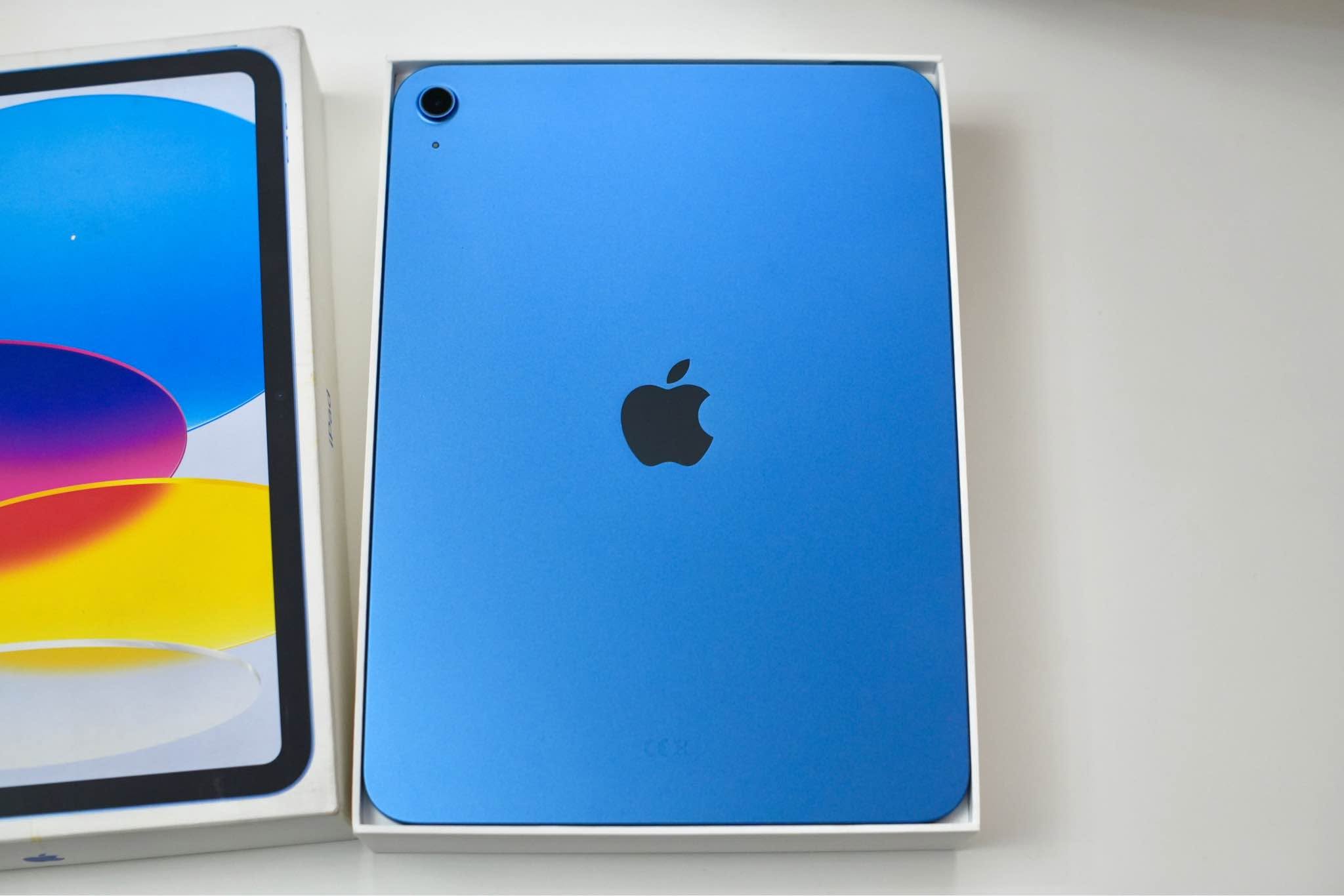 Blue iPad 256GB, battery 100%