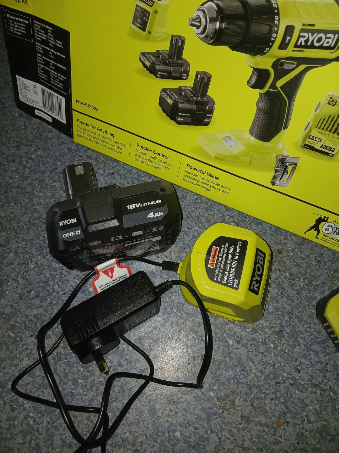 Набор дрели Ryobi 18V, новый в коробке