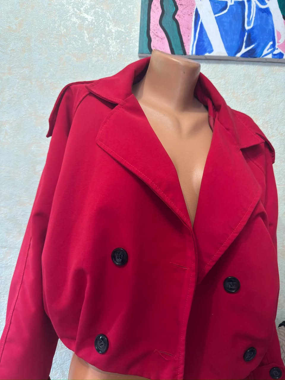 Red short trench coat, size M