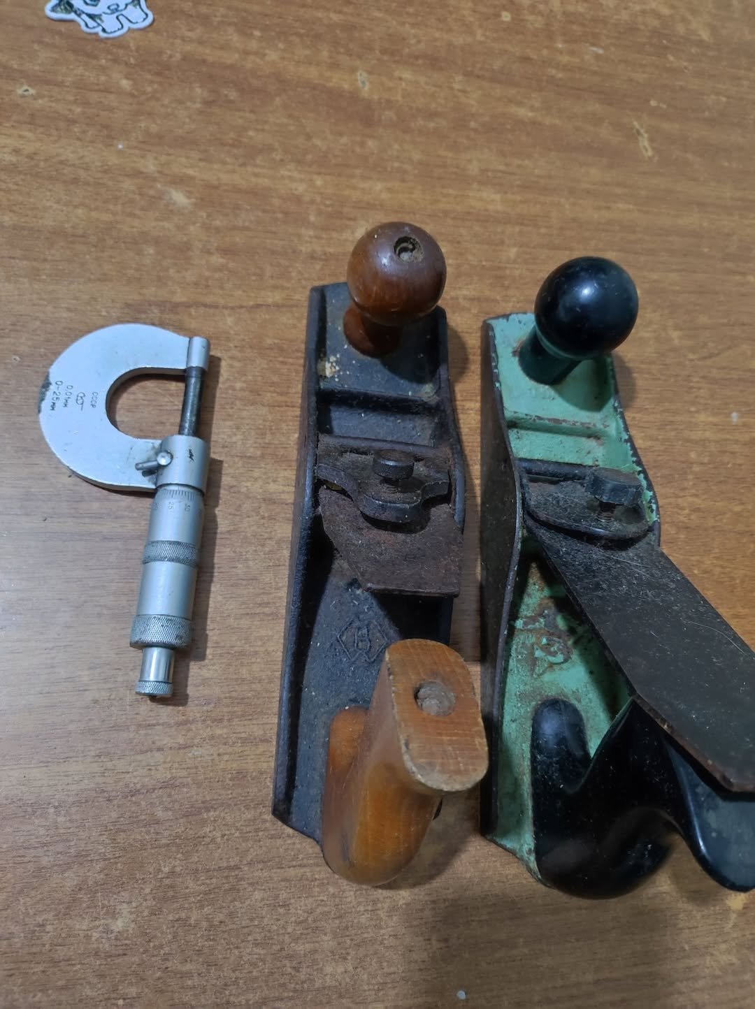 Micrometer and two hand planes