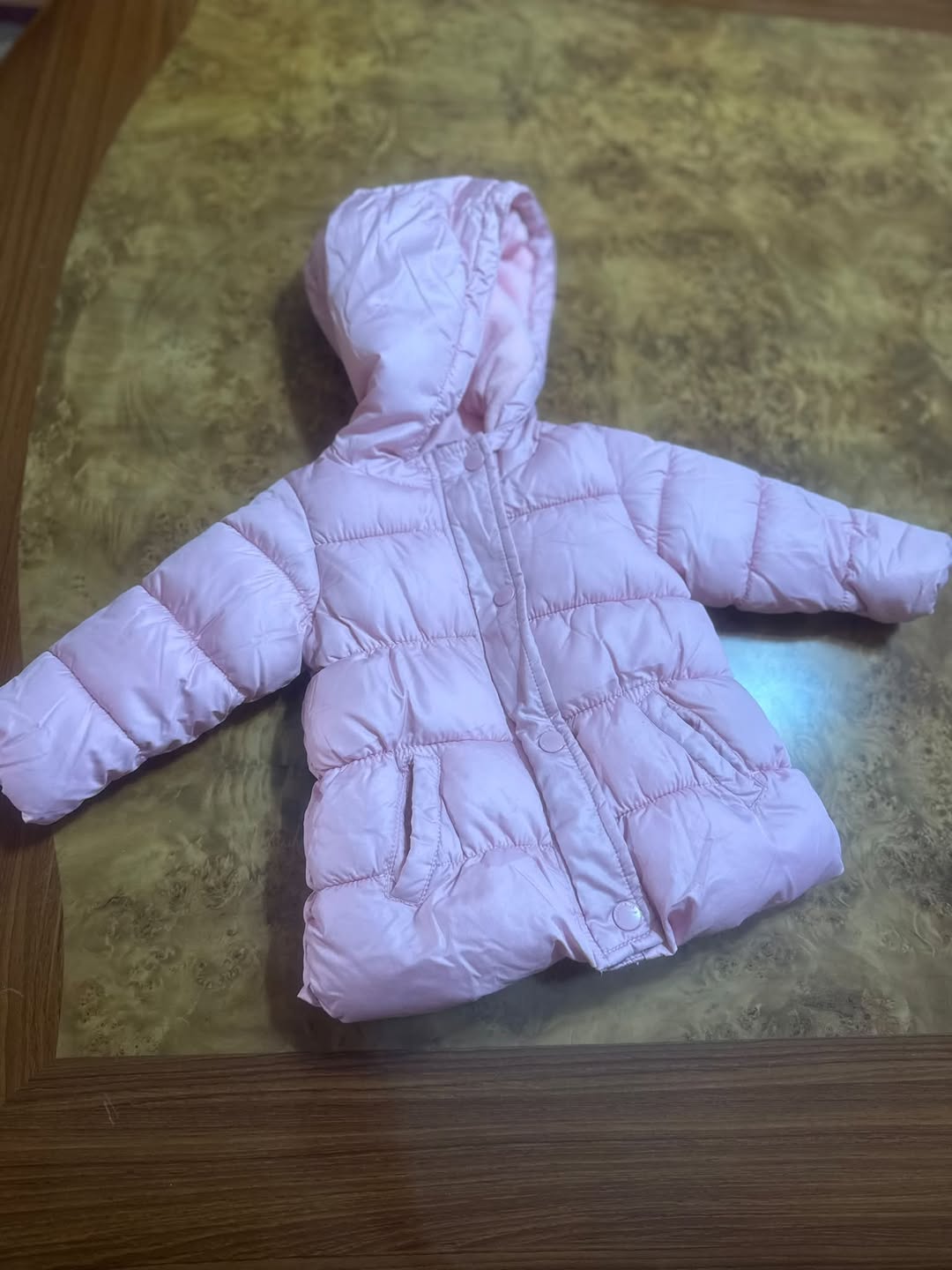 Pink baby winter jacket, 6-12 months