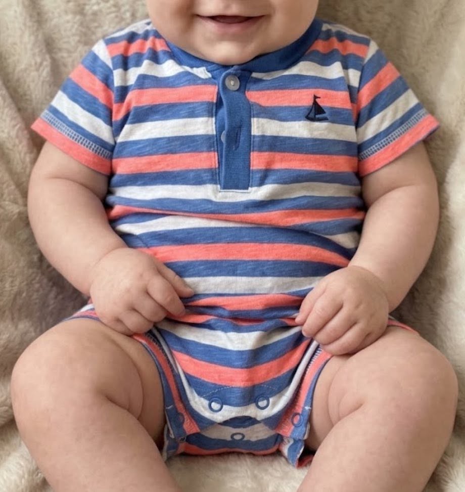 Striped baby bodysuit, 6 months