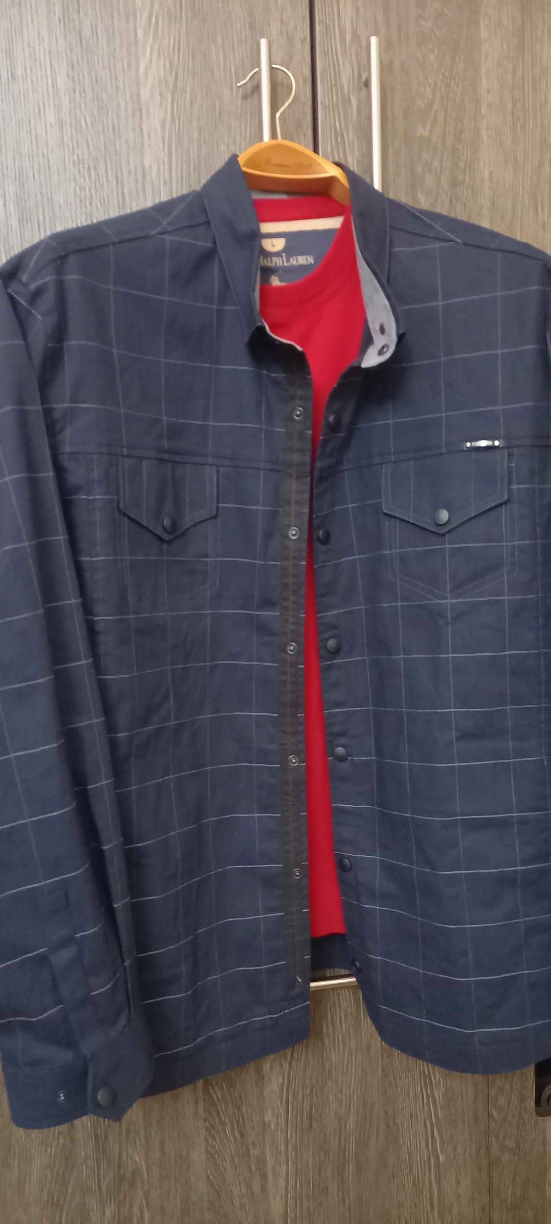 Navy checked shirt-jacket