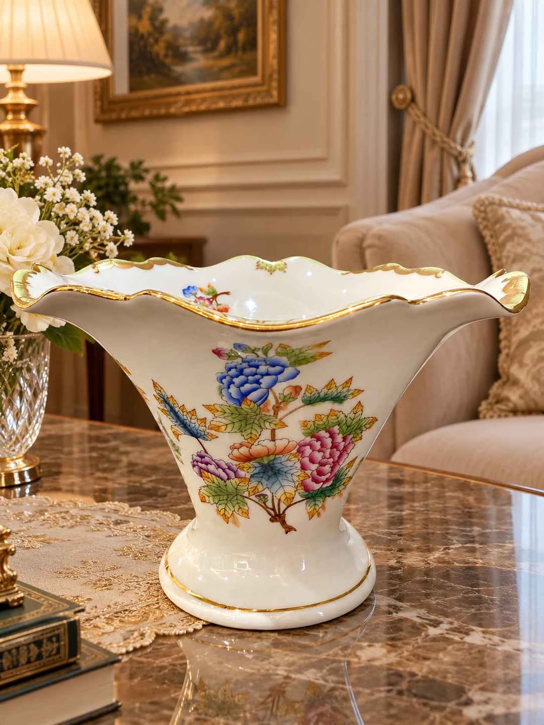 Herend Victoria porcelain centerpiece bowl