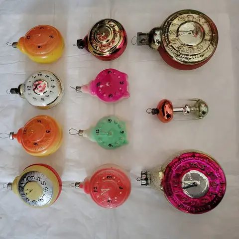 Vintage glass Christmas ornaments, set