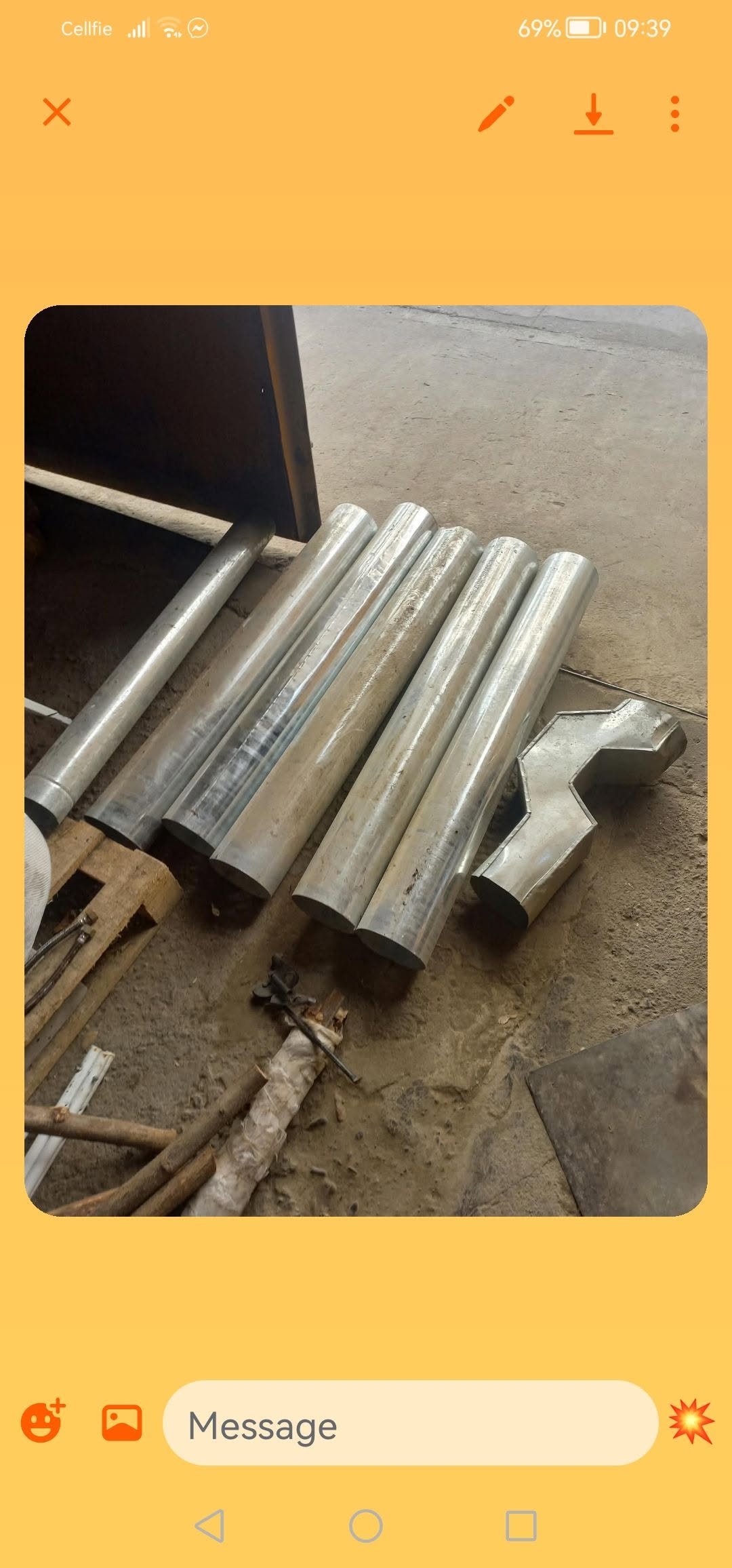 Galvanized metal pipes, set