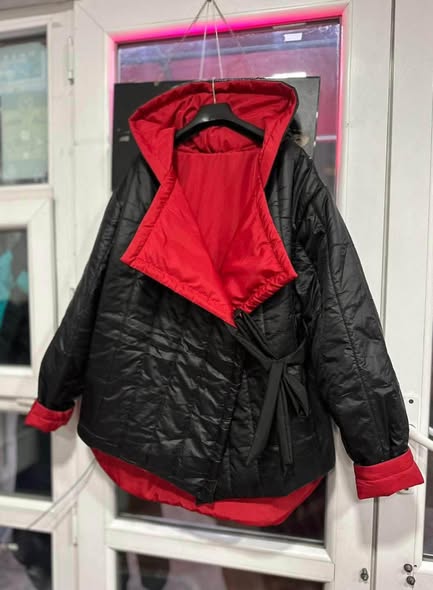 Black and red quilted jacket