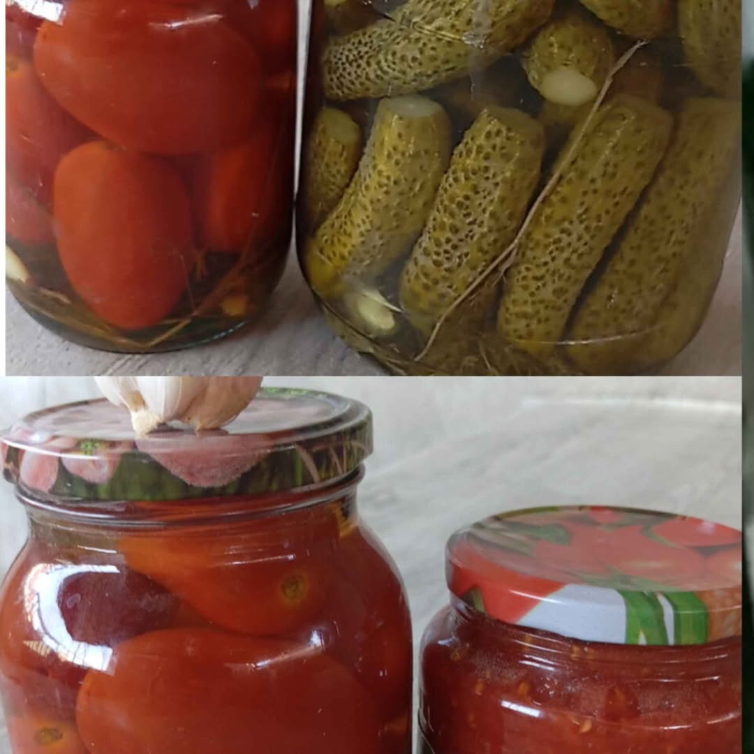 Маринованные огурцы, помидоры, аджика
