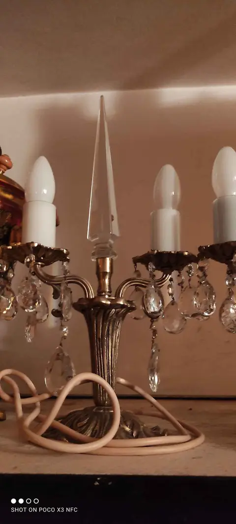 Antik kristal masa lambası, 2 adet