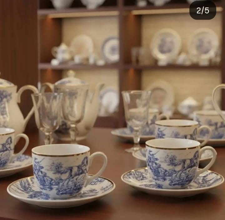 Blue and white porcelain tea set